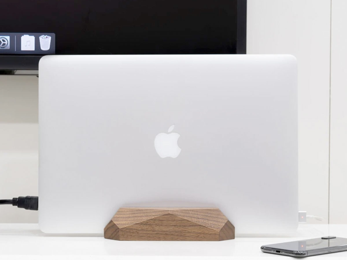 Oakywood Vertical Laptop Macbook Stand Echt Hout Walnut