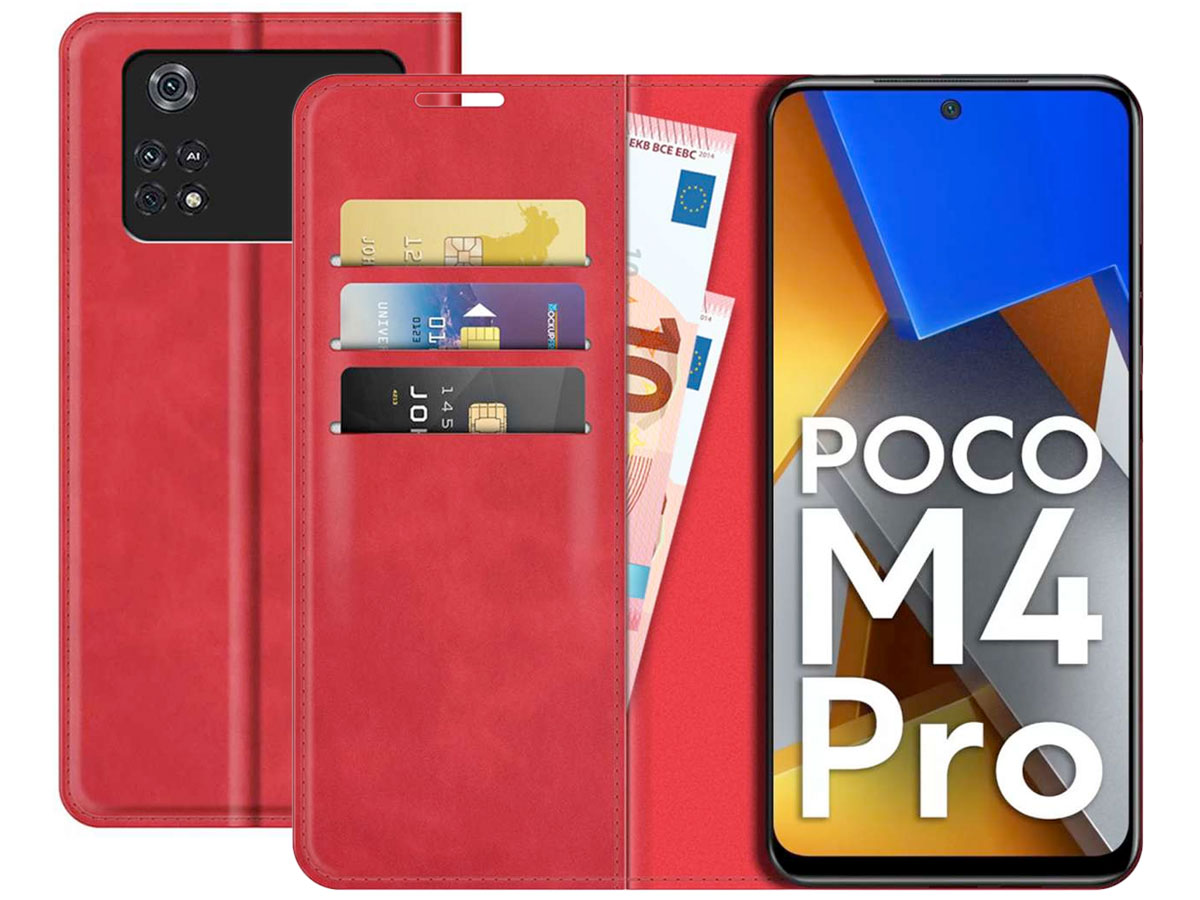 Slimfit Wallet Xiaomi Poco M4 Pro Hoesje Rood