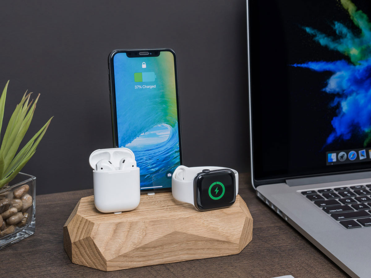 Oakywood Triple Dock Oak - Houten USB-C & Apple Watch Dock