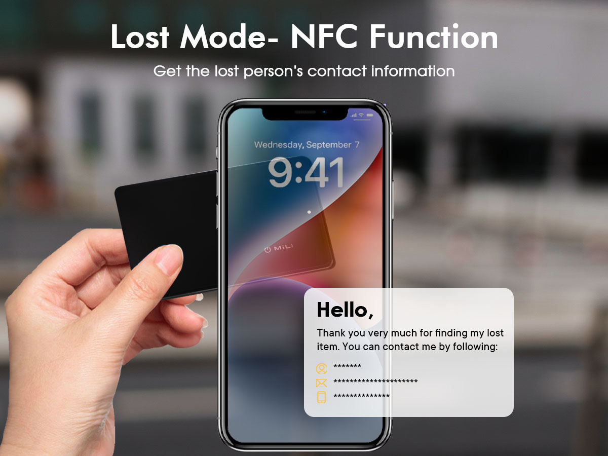 MiLi MiCard Tracker en NFC Visitekaart - Werkt met Apple Find My app!