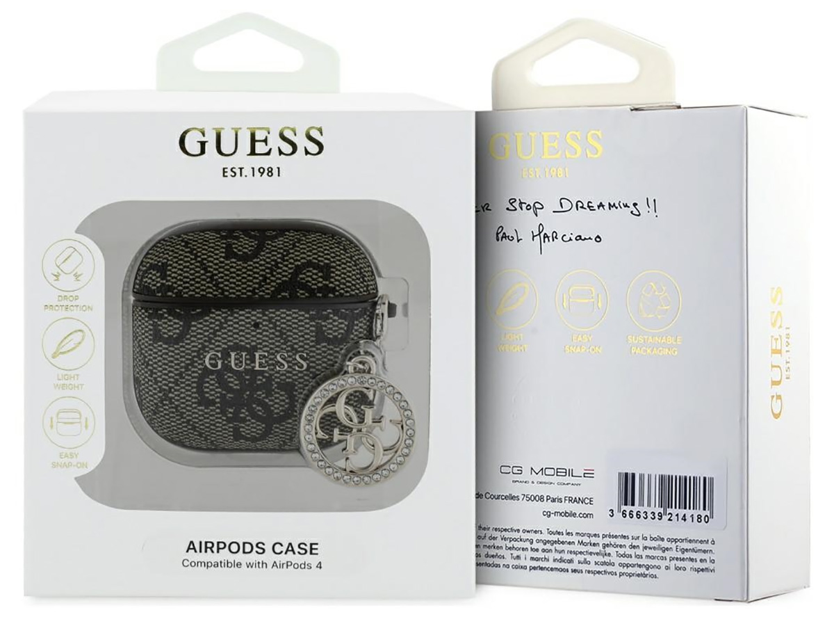 Guess 4G Monogram Charm Case Bruin - AirPods 4 Case Hoesje