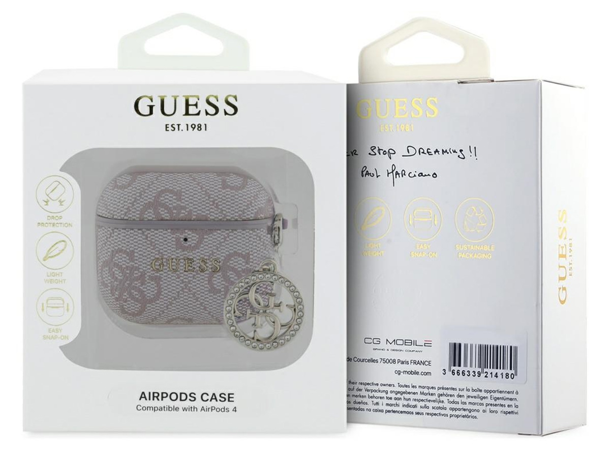 Guess 4G Monogram Charm Case Roze - AirPods 4 Case Hoesje