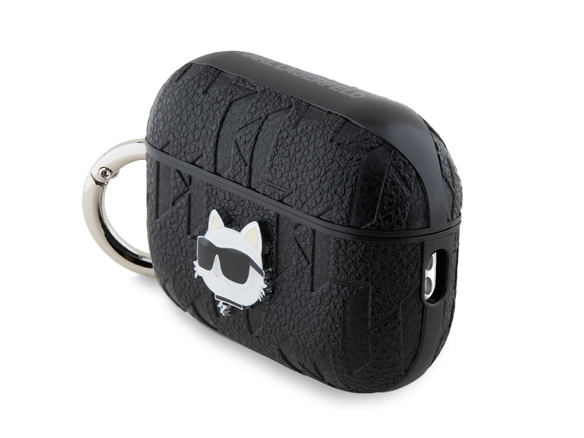 Karl Lagerfeld Ikonik Choupette Monogram Case Zwart - AirPods Pro 1 & 2 Case Hoesje