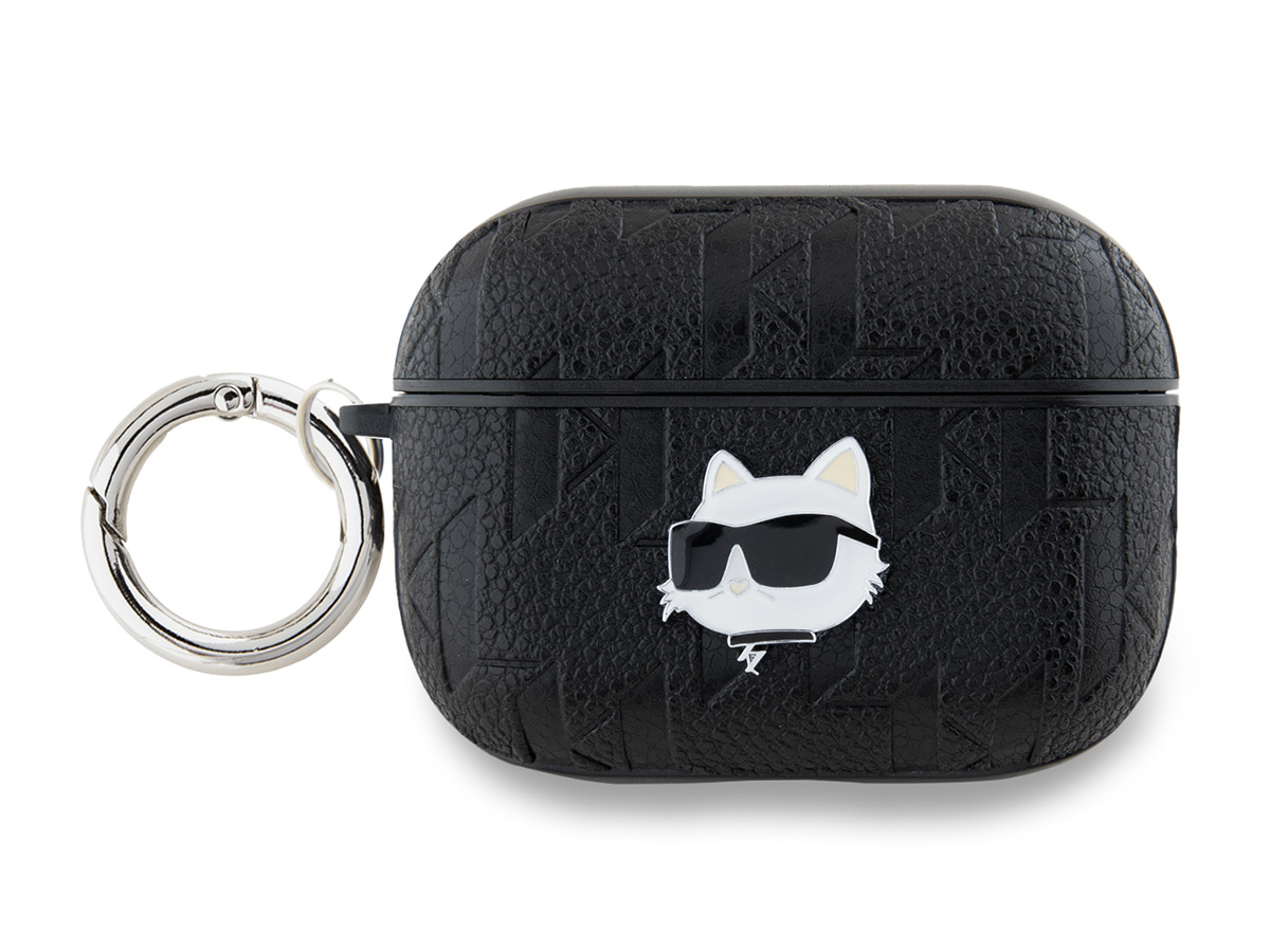 Karl Lagerfeld Ikonik Choupette Monogram Case Zwart - AirPods Pro 1 & 2 Case Hoesje