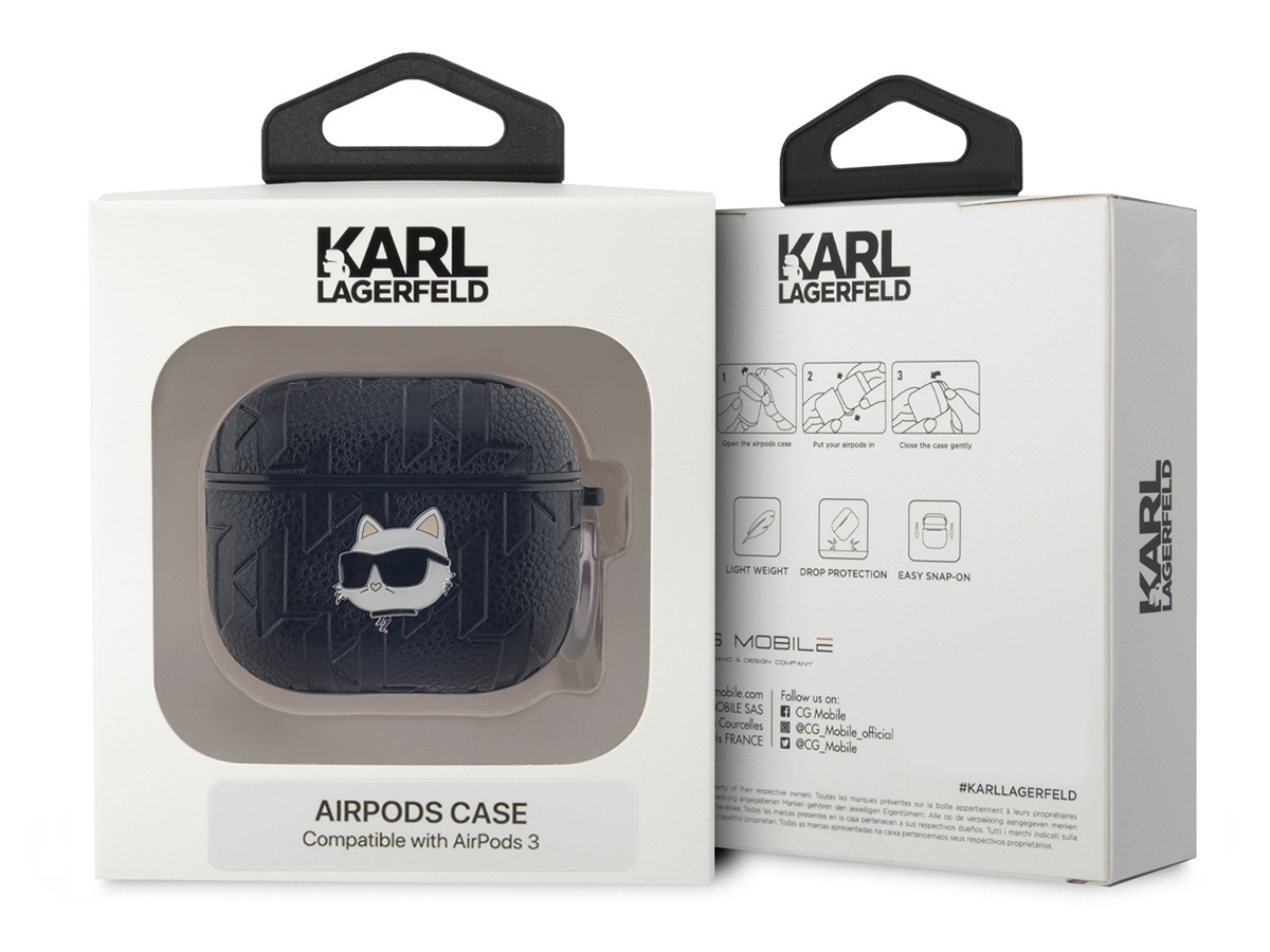 Karl Lagerfeld Ikonik Choupette Monogram Case Zwart - AirPods 3 Case Hoesje