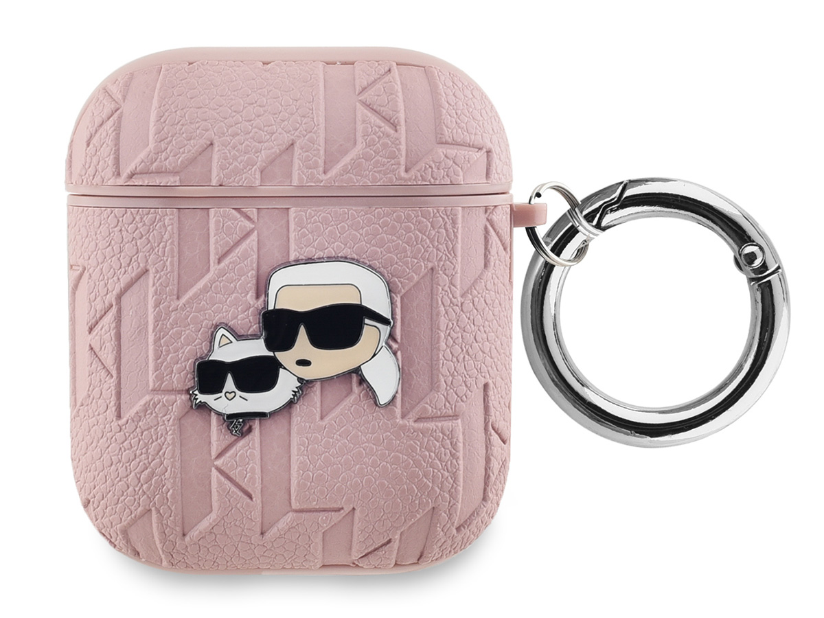 Karl Lagerfeld Ikonik Duo Monogram Case Roze - AirPods 1 & 2 Case Hoesje