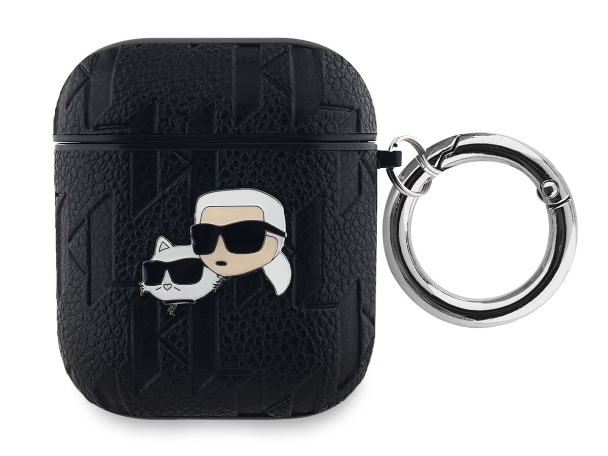 Karl Lagerfeld Ikonik Duo Monogram Case Zwart - AirPods 1 & 2 Case Hoesje