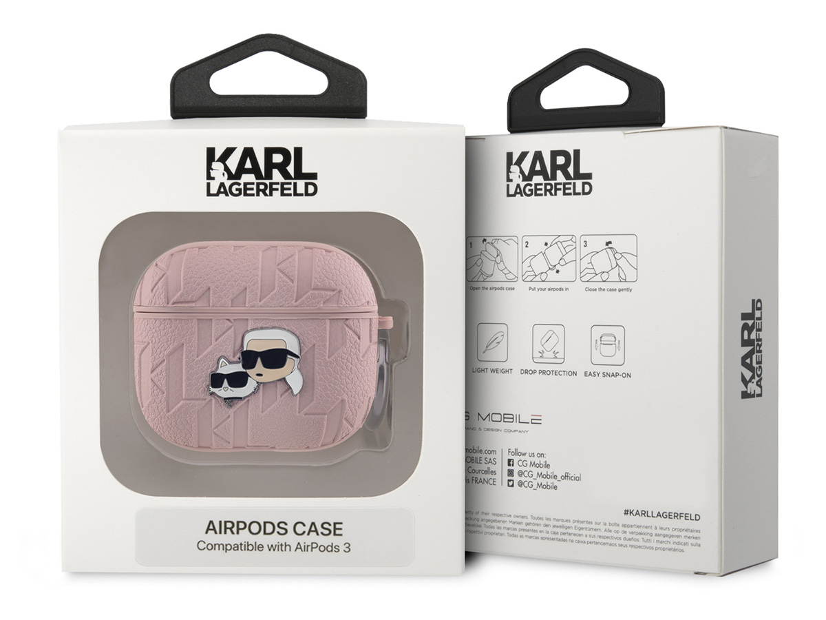 Karl Lagerfeld Ikonik Duo Monogram Case Roze - AirPods 3 Case Hoesje