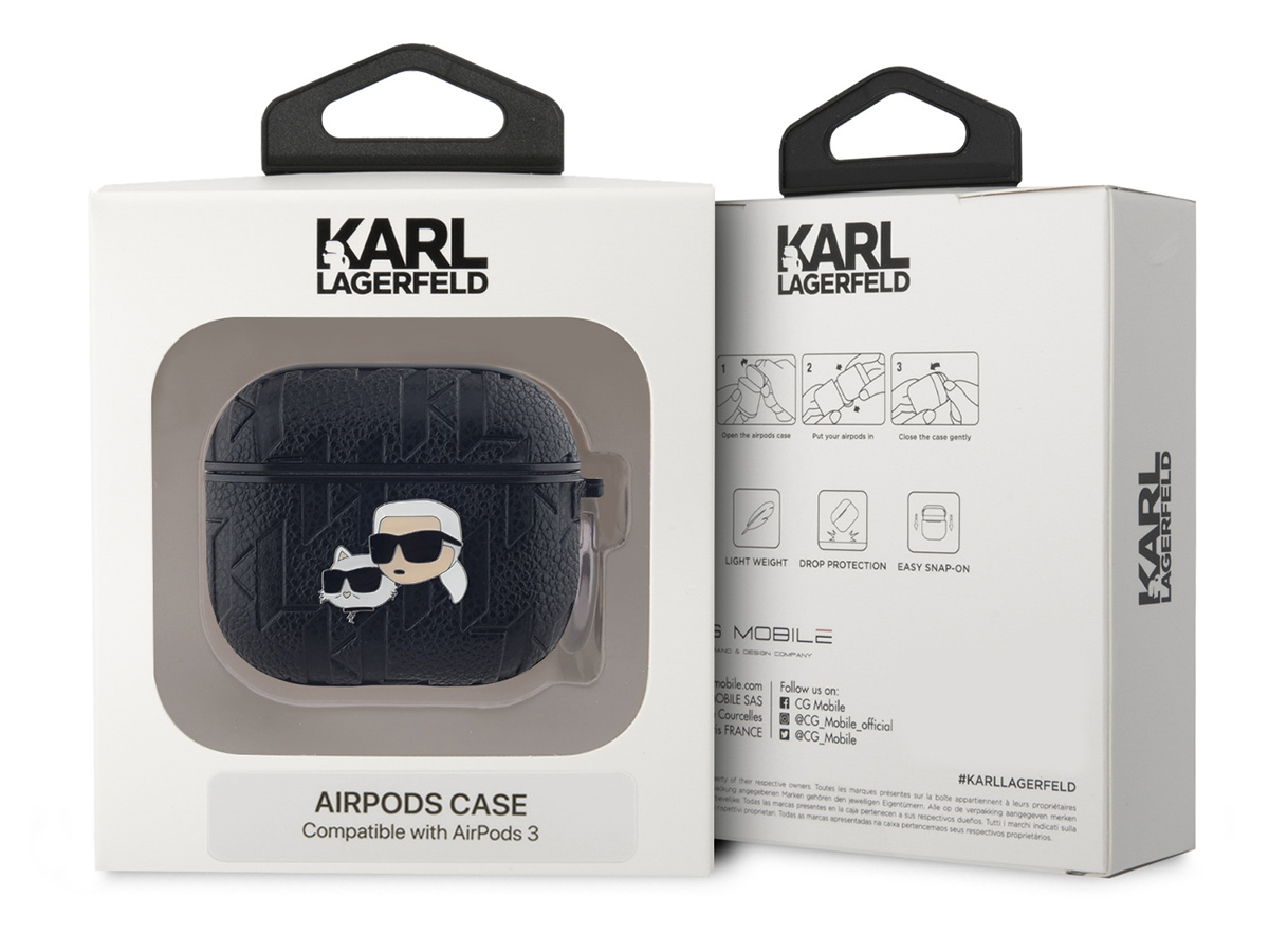 Karl Lagerfeld Ikonik Duo Monogram Case Zwart - AirPods 3 Case Hoesje