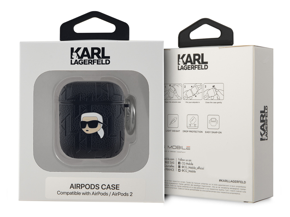 Karl Lagerfeld Ikonik Karl Monogram Case Zwart - AirPods 1 & 2 Case Hoesje