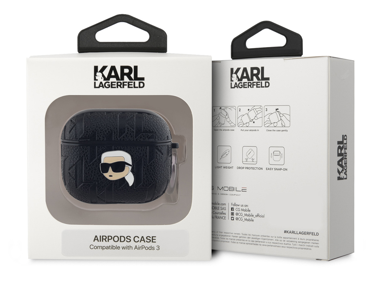 Karl Lagerfeld Ikonik Karl Monogram Case Zwart - AirPods 3 Case Hoesje