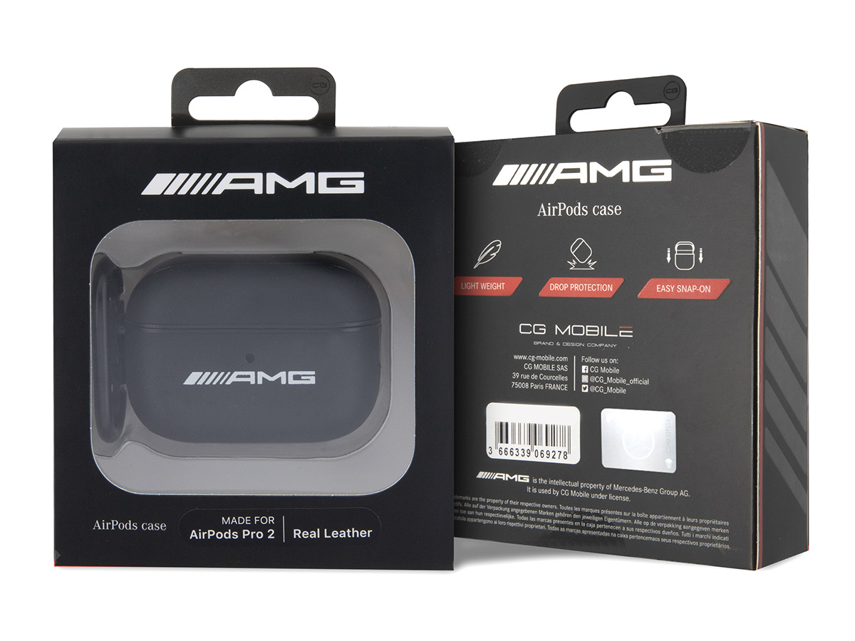 Mercedes AMG Leather Case Zwart - AirPods Pro 2nd Gen Hoesje