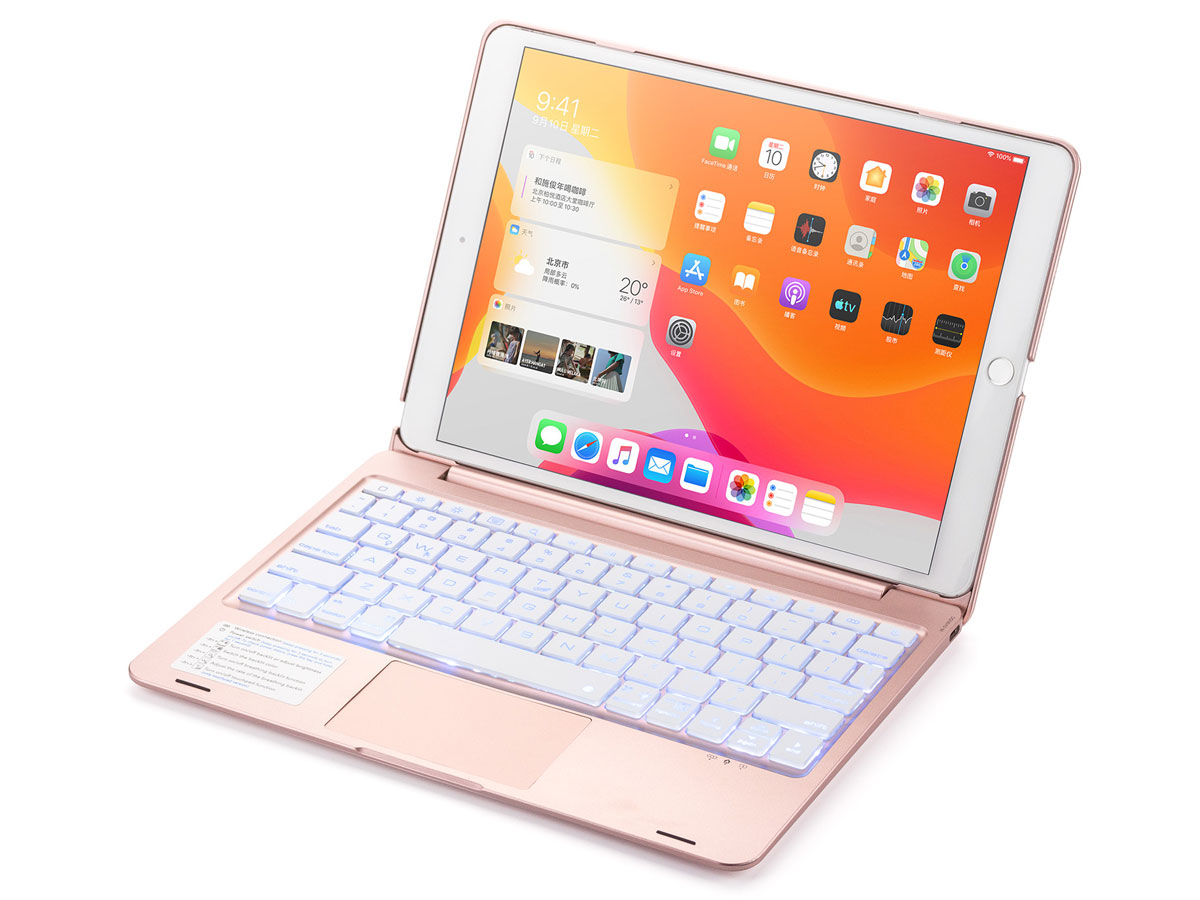 melk wit Stout biologie iPad 10.2 Keyboard Toetsenbord Case met Trackpad | Rosé
