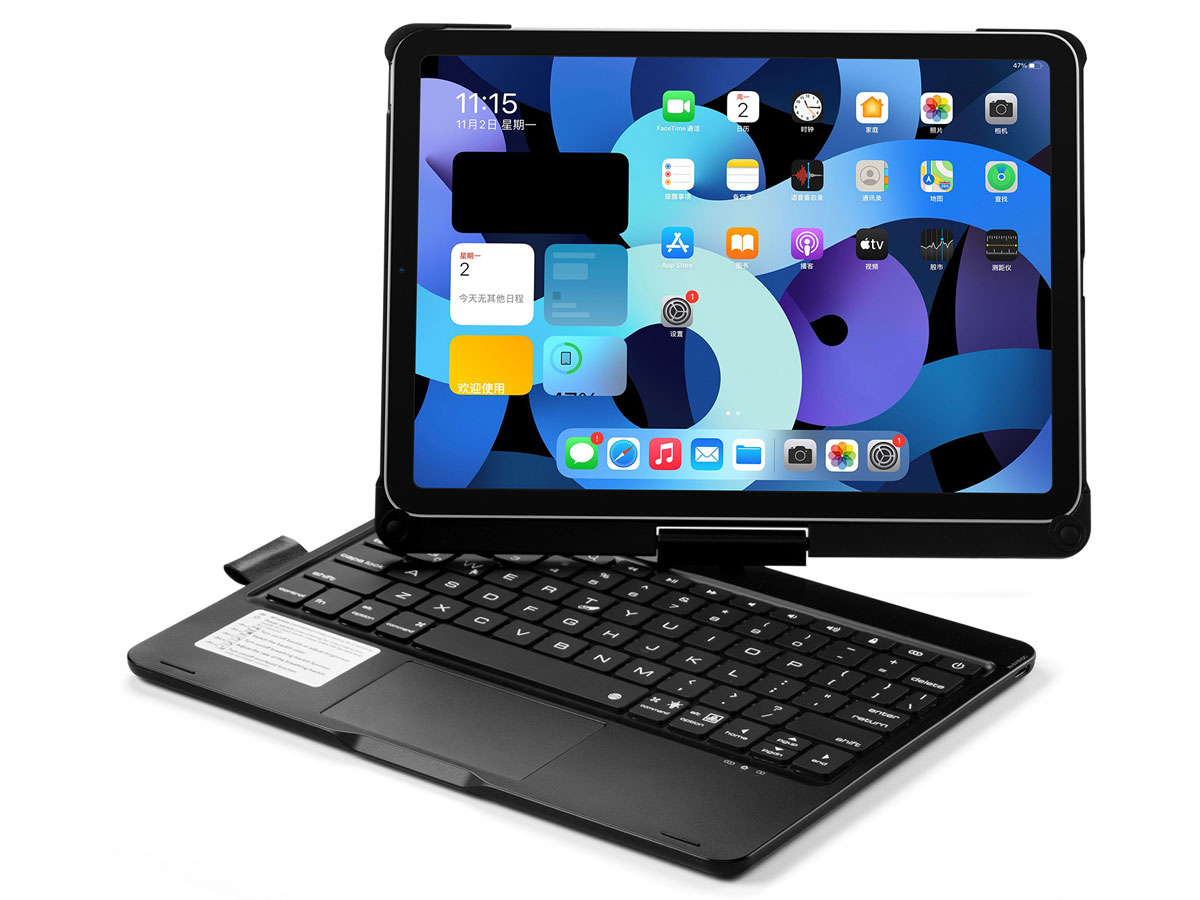Wegrijden vasthouden rundvlees iPad Pro 11 2021 Toetsenbord Case 360 met Muis Zwart