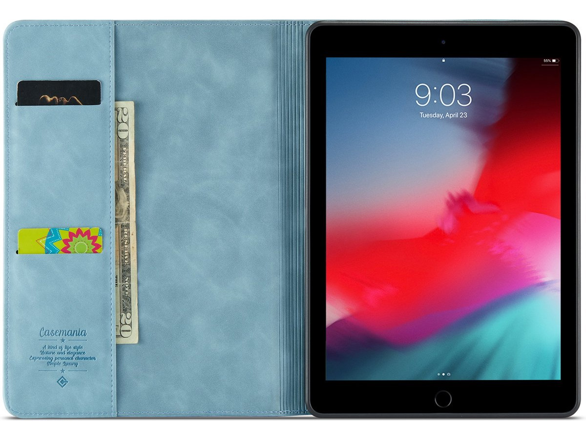 CaseMania Slim Stand Folio Case Aqua - iPad Pro 12.9 hoesje