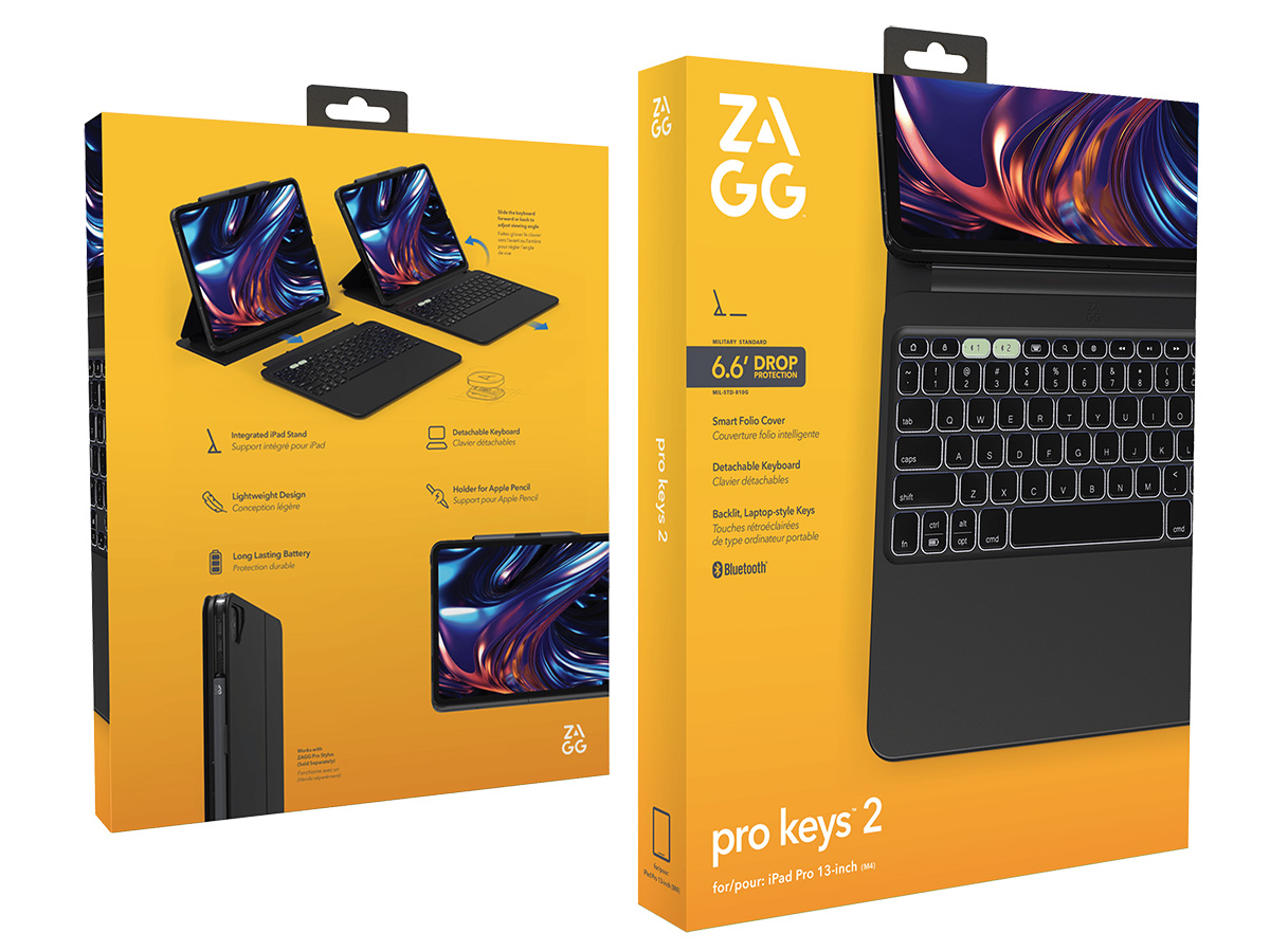 ZAGG Pro Keys 2 Bluetooth Keyboard Case AZERTY - iPad Pro 13 (M4) hoesje Toetsenbord