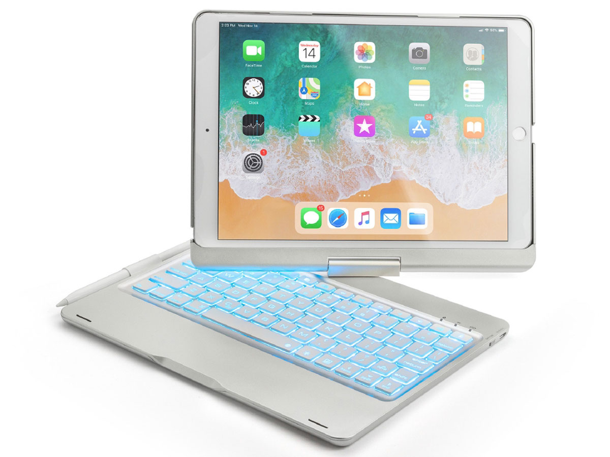 Onderdrukker klauw Inspecteur Keyboard 360 Case iPad Air 3 Toetsenbord Hoes Zilver