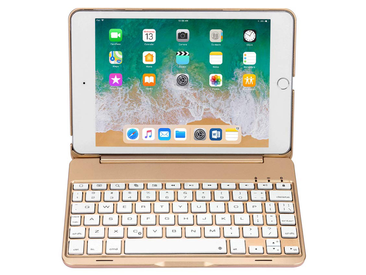 Wapenstilstand Portier Uitgebreid iPad mini 4 Toetsenbord Case Goud | Hoesje met Keyboard