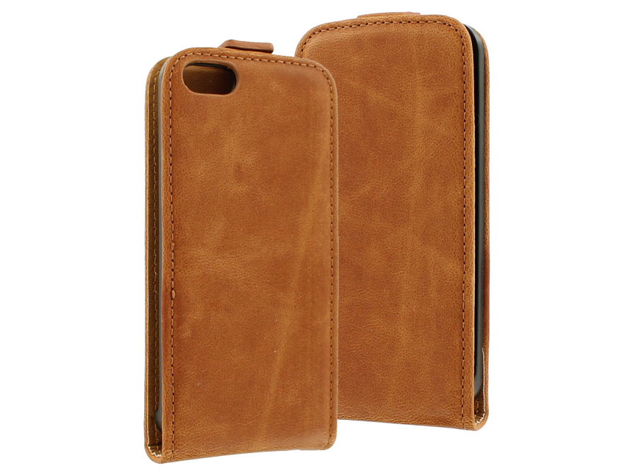 Vintage Brown Flipcase - Hoesje voor iPhone 5C