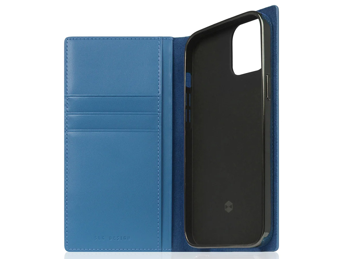 SLG Design D+ Italian Carbon Bookcase Blauw - iPhone 12 Mini hoesje