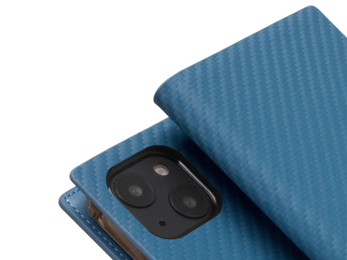 SLG Design D+ Italian Carbon Bookcase Blauw - iPhone 12 Mini hoesje