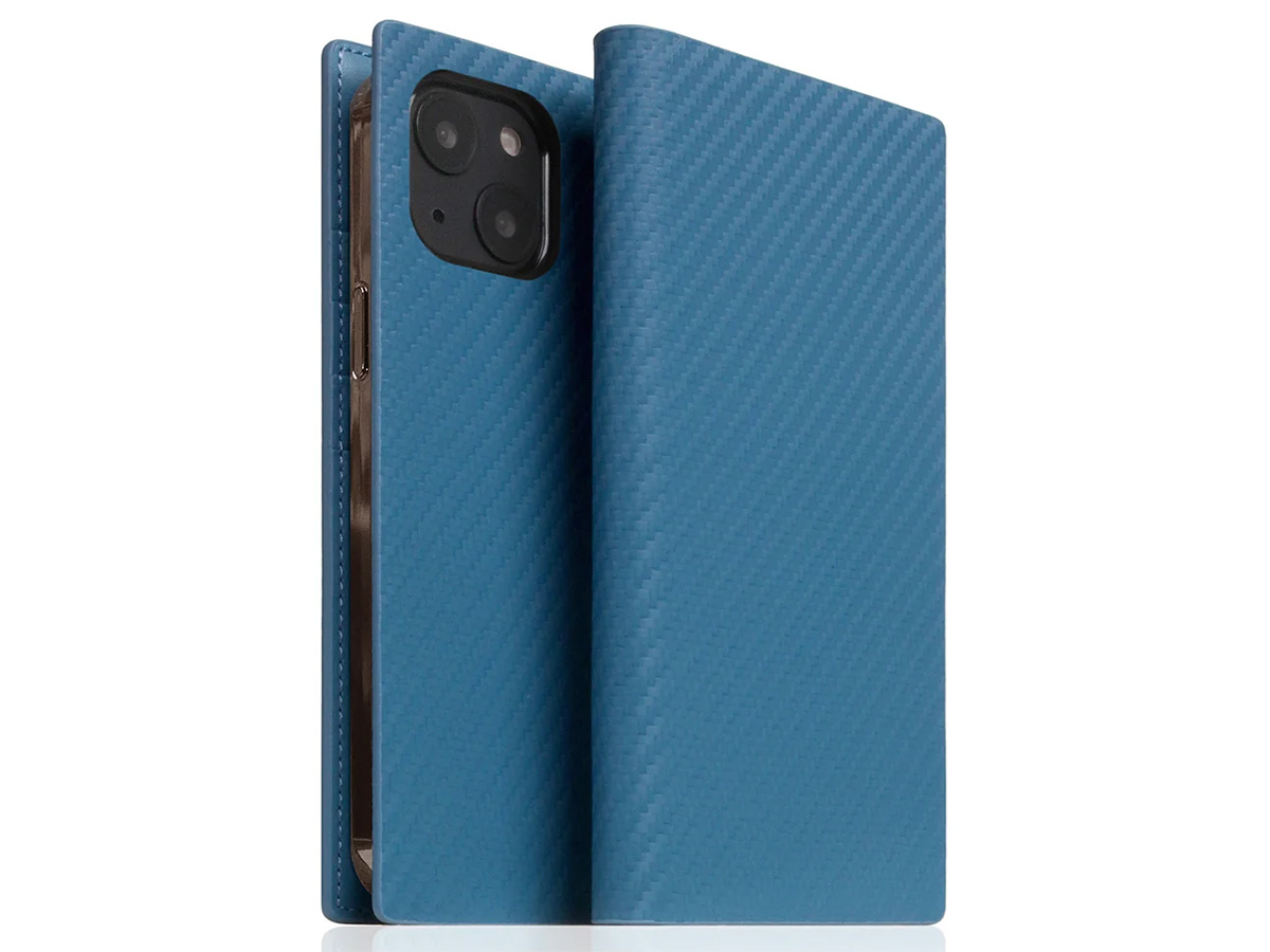 SLG Design D+ Italian Carbon Bookcase Blauw - iPhone 12 Mini hoesje