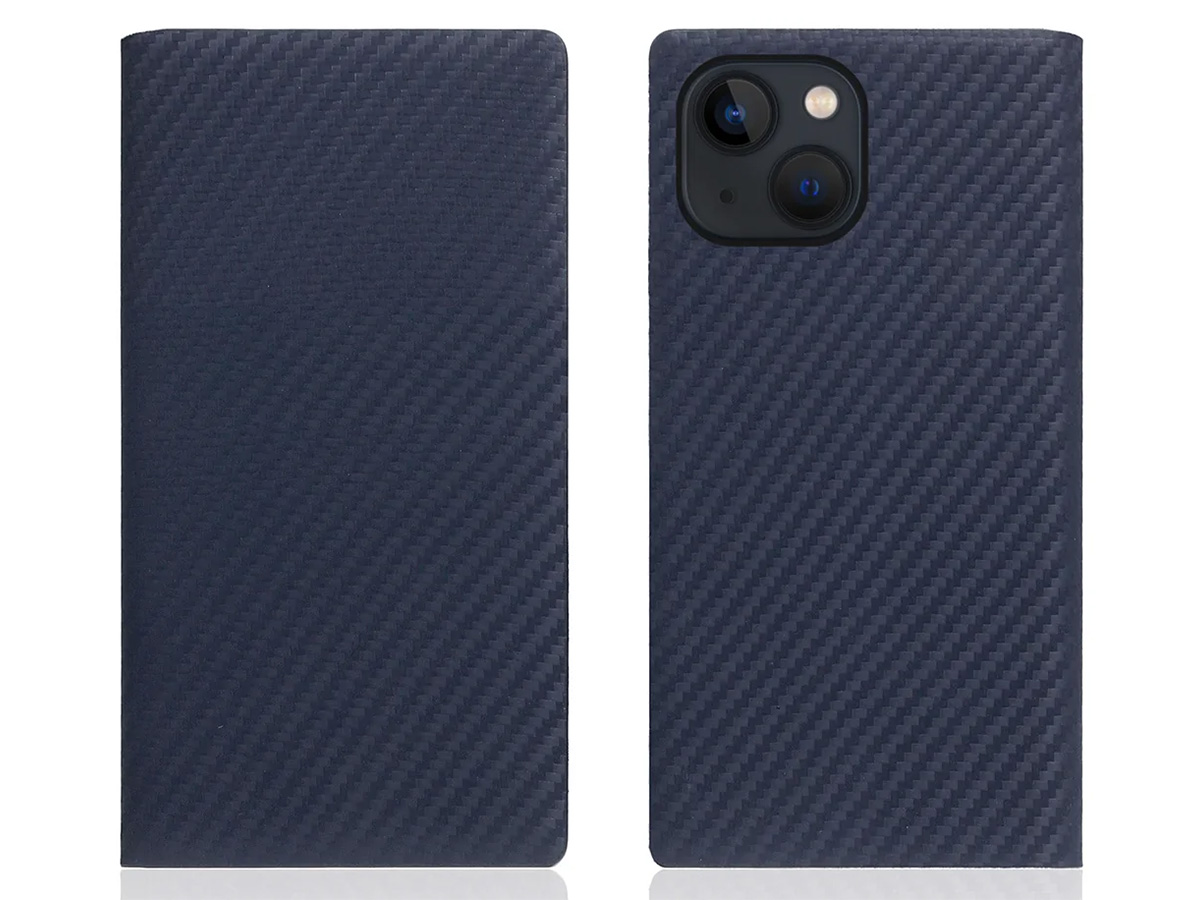 SLG Design D+ Italian Carbon Bookcase Navy - iPhone 12 Mini hoesje