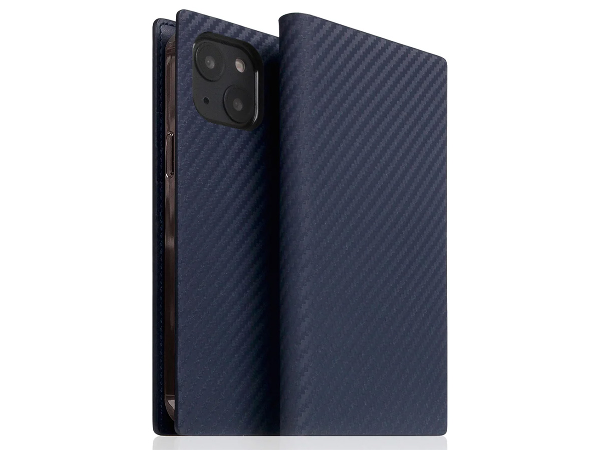 SLG Design D+ Italian Carbon Bookcase Navy - iPhone 12 Mini hoesje