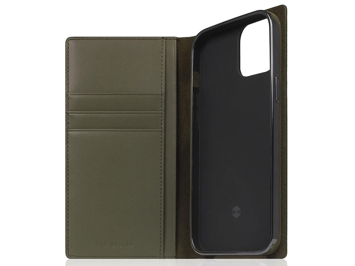 SLG Design D+ Italian Carbon Bookcase Khaki - iPhone 12 Mini hoesje