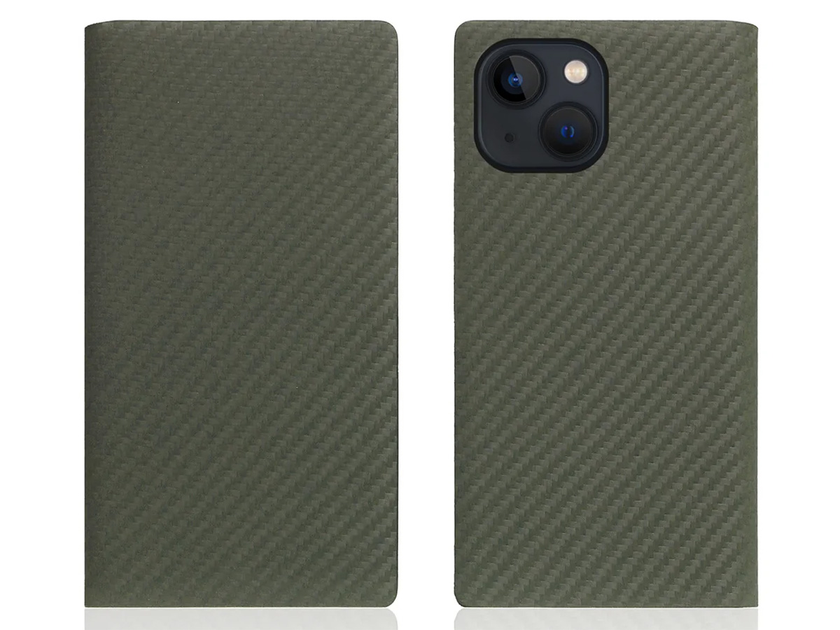 SLG Design D+ Italian Carbon Bookcase Khaki - iPhone 12 Mini hoesje