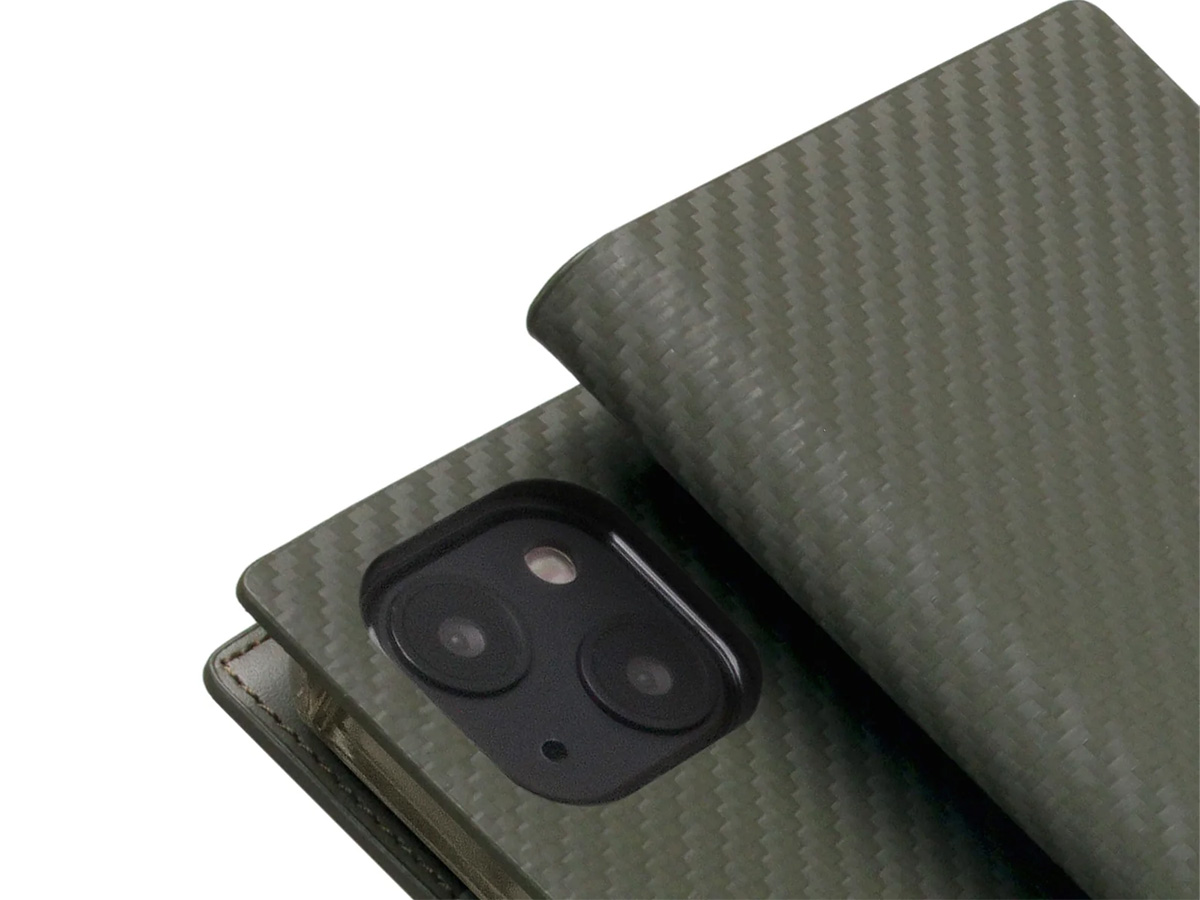 SLG Design D+ Italian Carbon Bookcase Khaki - iPhone 12 Mini hoesje