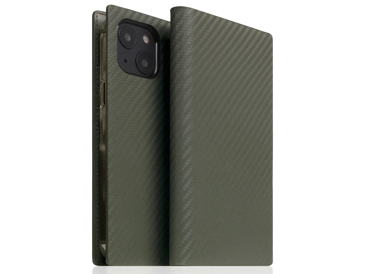 SLG Design D+ Italian Carbon Bookcase Khaki - iPhone 12 Mini hoesje