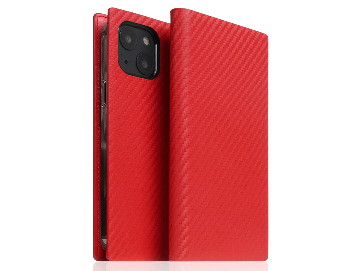 SLG Design D+ Italian Carbon Bookcase Rood - iPhone 12 Mini hoesje