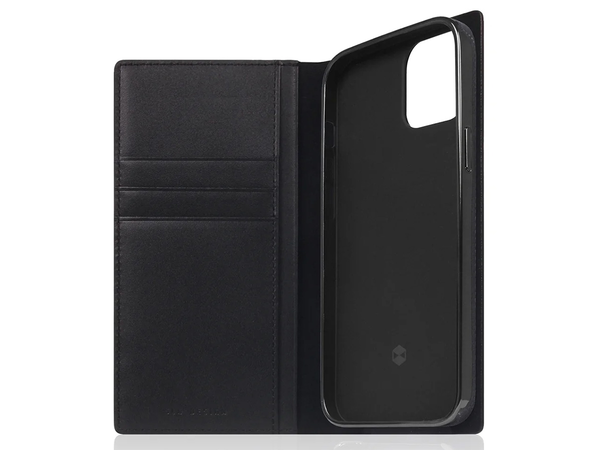 SLG Design D+ Italian Carbon Bookcase Zwart - iPhone 12 Mini hoesje