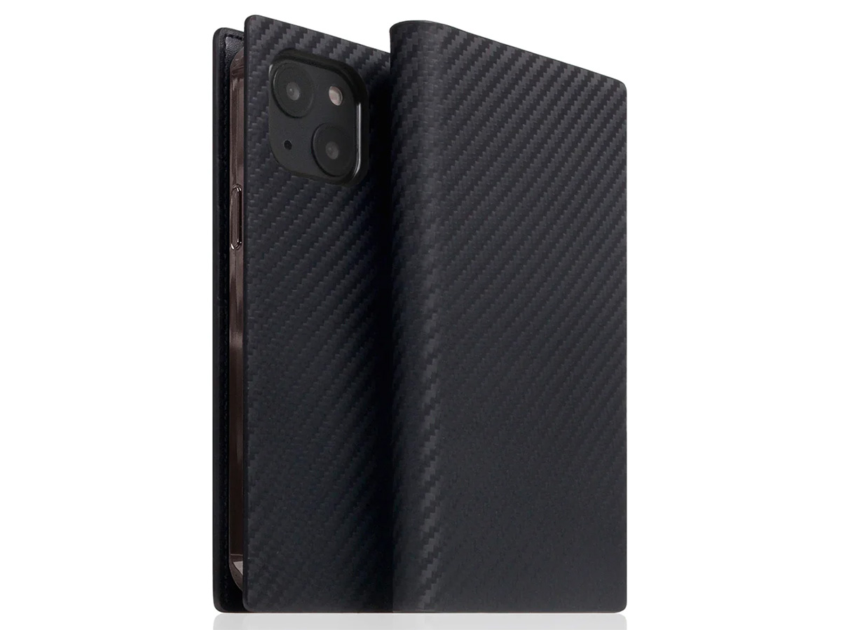 SLG Design D+ Italian Carbon Bookcase Zwart - iPhone 12 Mini hoesje