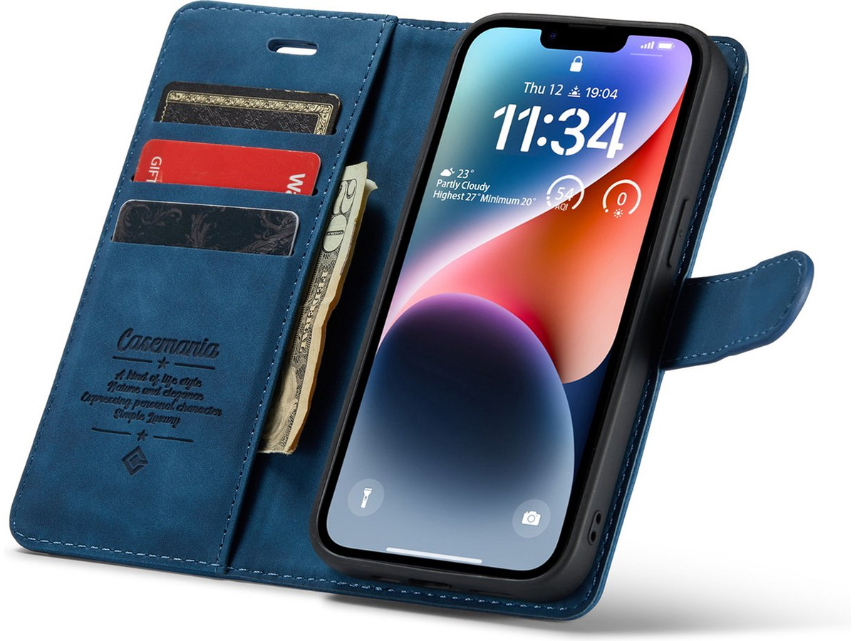 CaseMania 2in1 Magnetic Bookcase Donkerblauw - iPhone 12/12 Pro Hoesje