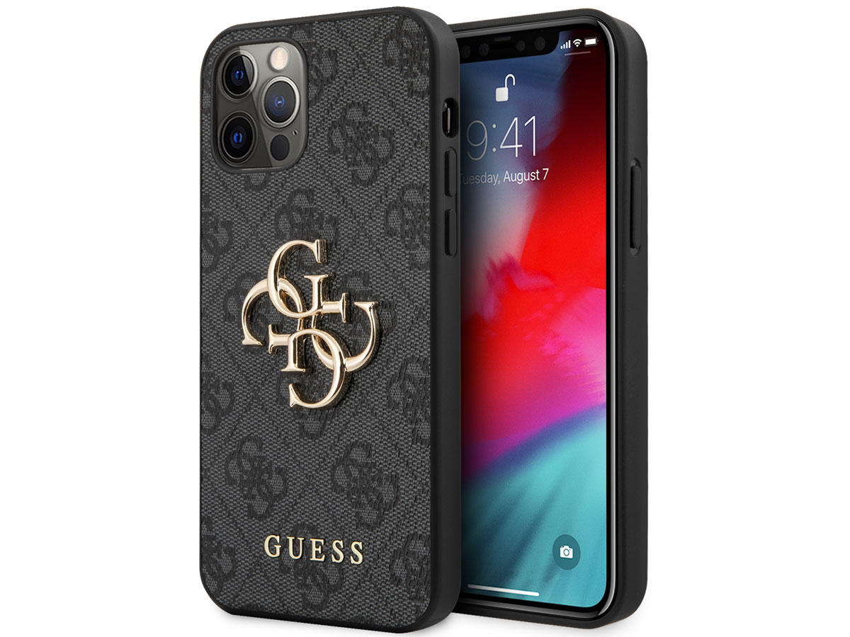 Guess Big 4G Monogram Case Grijs - iPhone 12/12 Pro hoesje