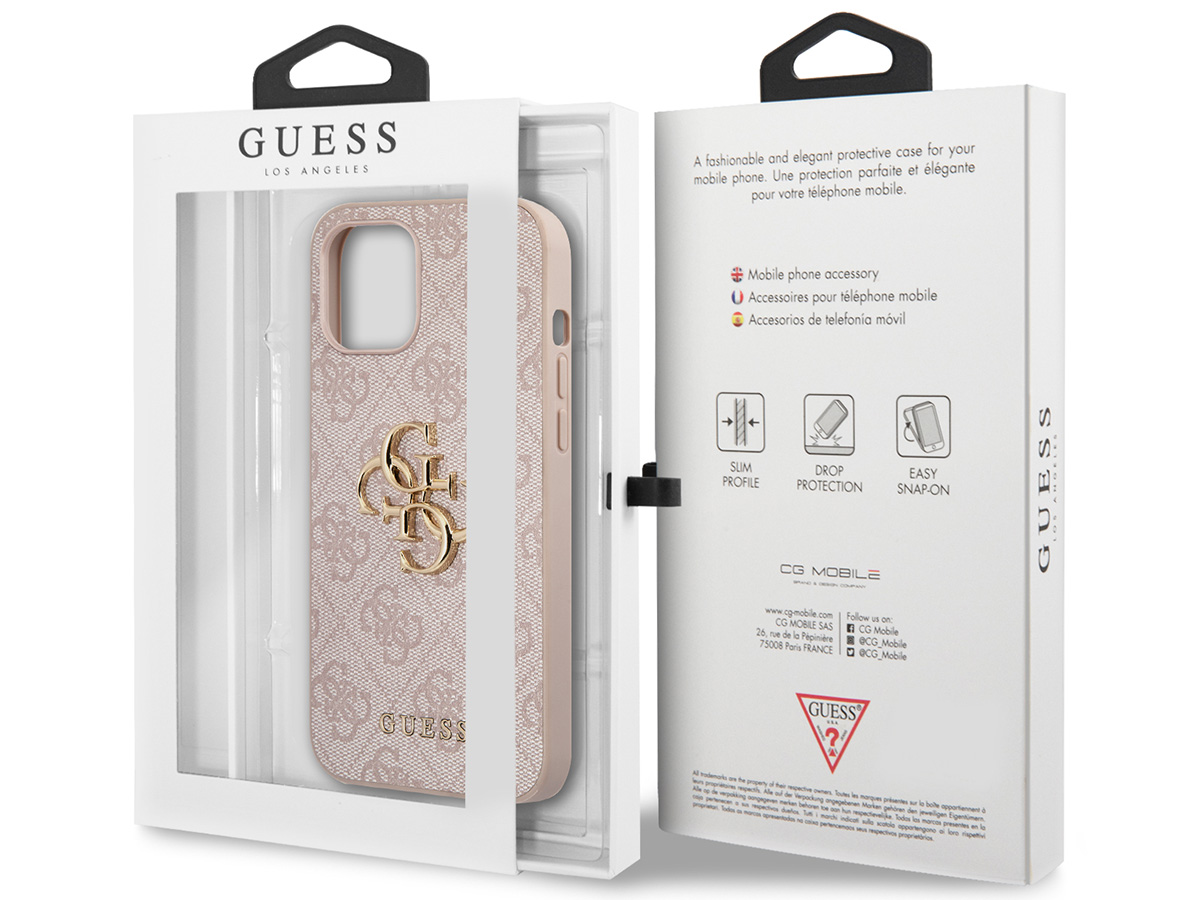 Guess Big 4G Monogram Case Roze - iPhone 12/12 Pro hoesje