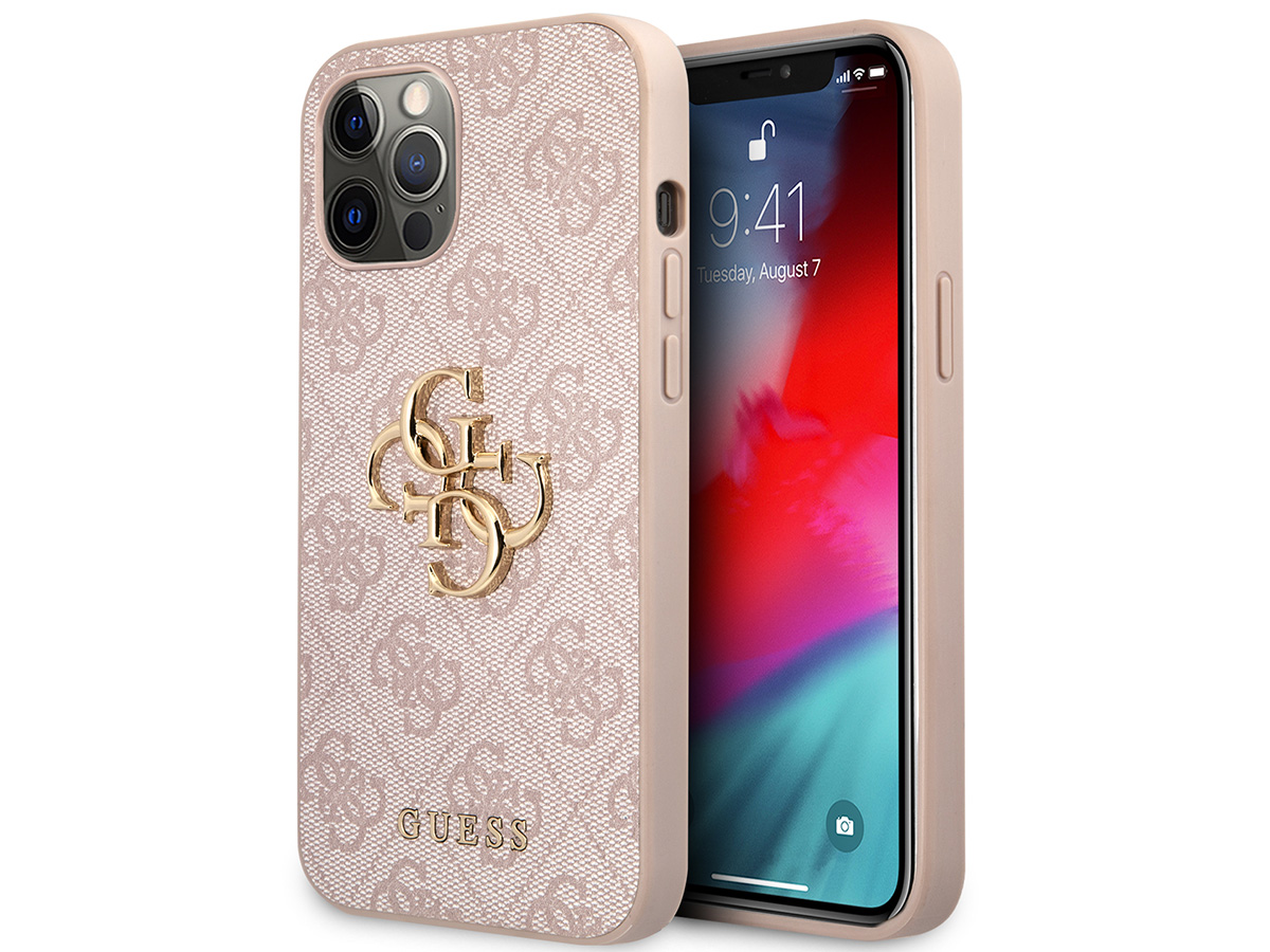 Guess Big 4G Monogram Case Roze - iPhone 12/12 Pro hoesje