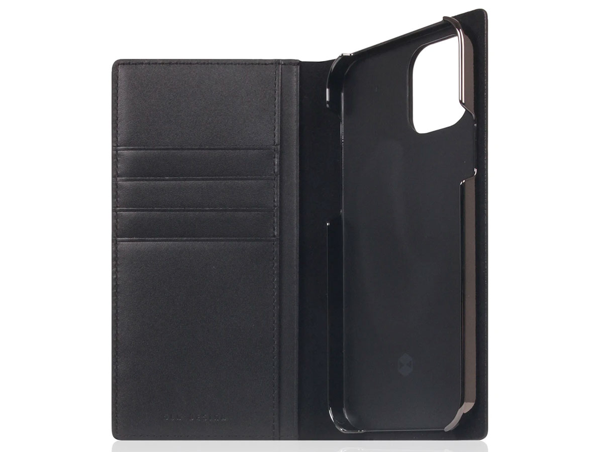 SLG Design D+ Italian Carbon Leather Bookcase - iPhone 12/12 Pro hoesje