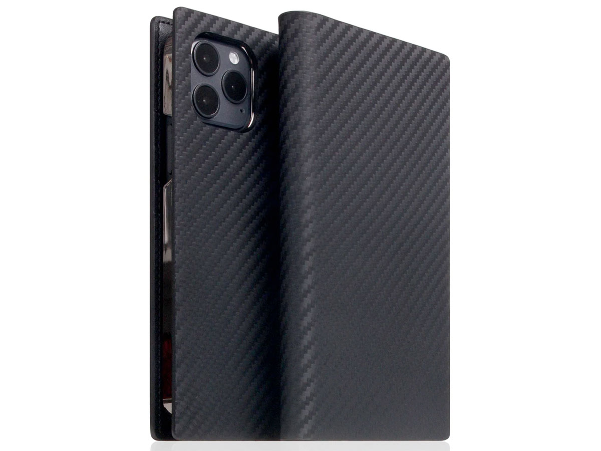 SLG Design D+ Italian Carbon Leather Bookcase - iPhone 12/12 Pro hoesje