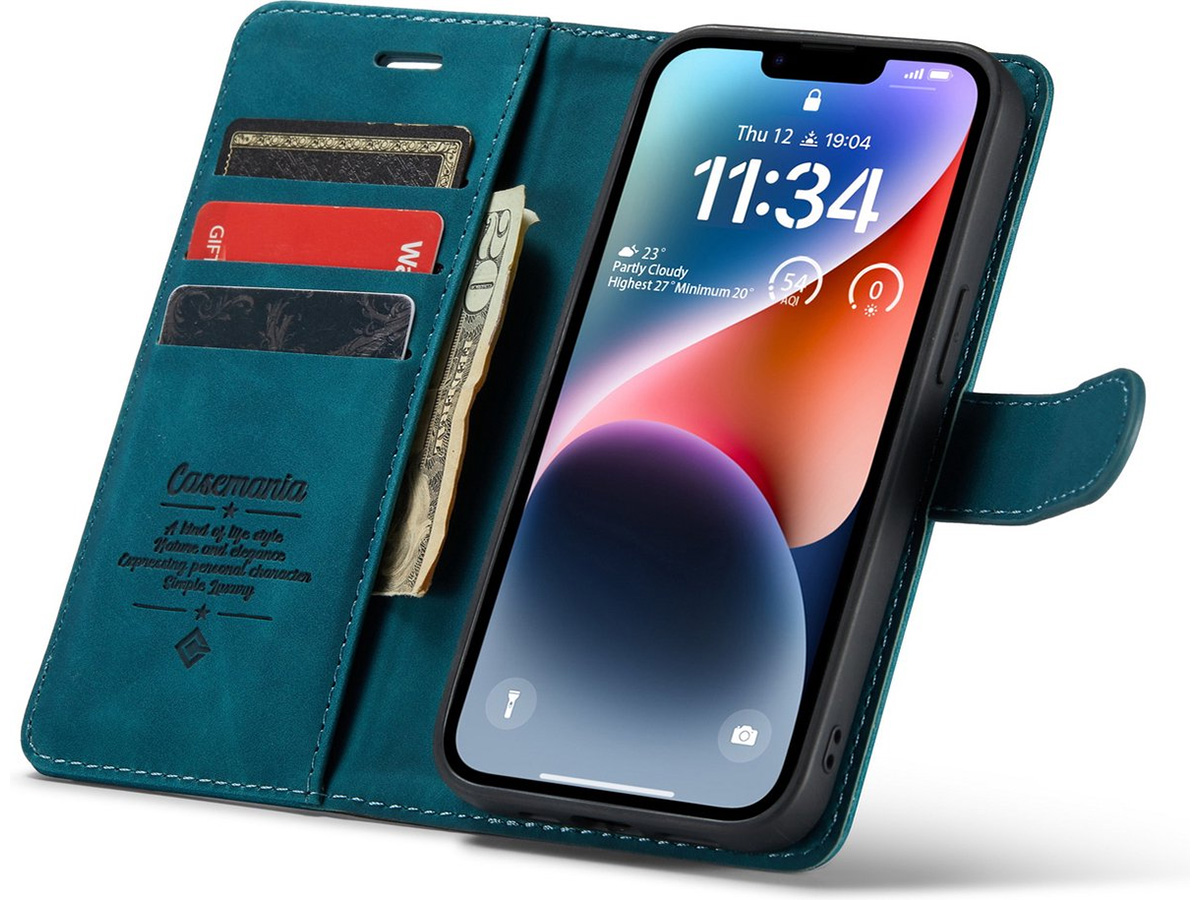 CaseMania 2in1 Magnetic Bookcase Groen - iPhone 12 Pro Max Hoesje