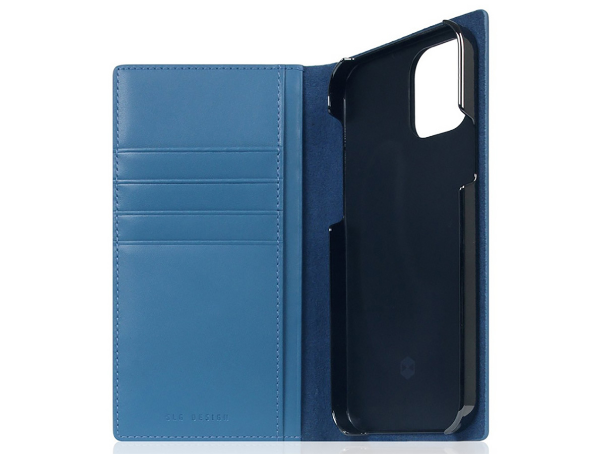 SLG Design D+ Italian Carbon Bookcase Blauw - iPhone 12 Pro Max hoesje