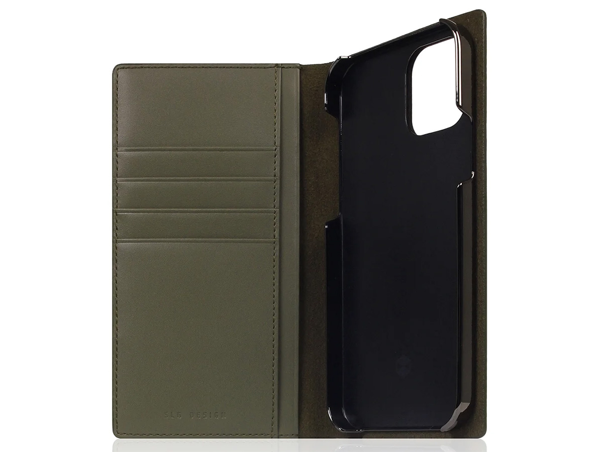 SLG Design D+ Italian Carbon Bookcase Khaki - iPhone 12 Pro Max hoesje