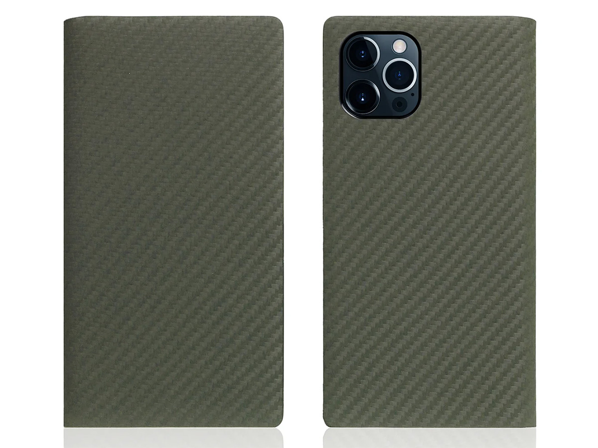 SLG Design D+ Italian Carbon Bookcase Khaki - iPhone 12 Pro Max hoesje