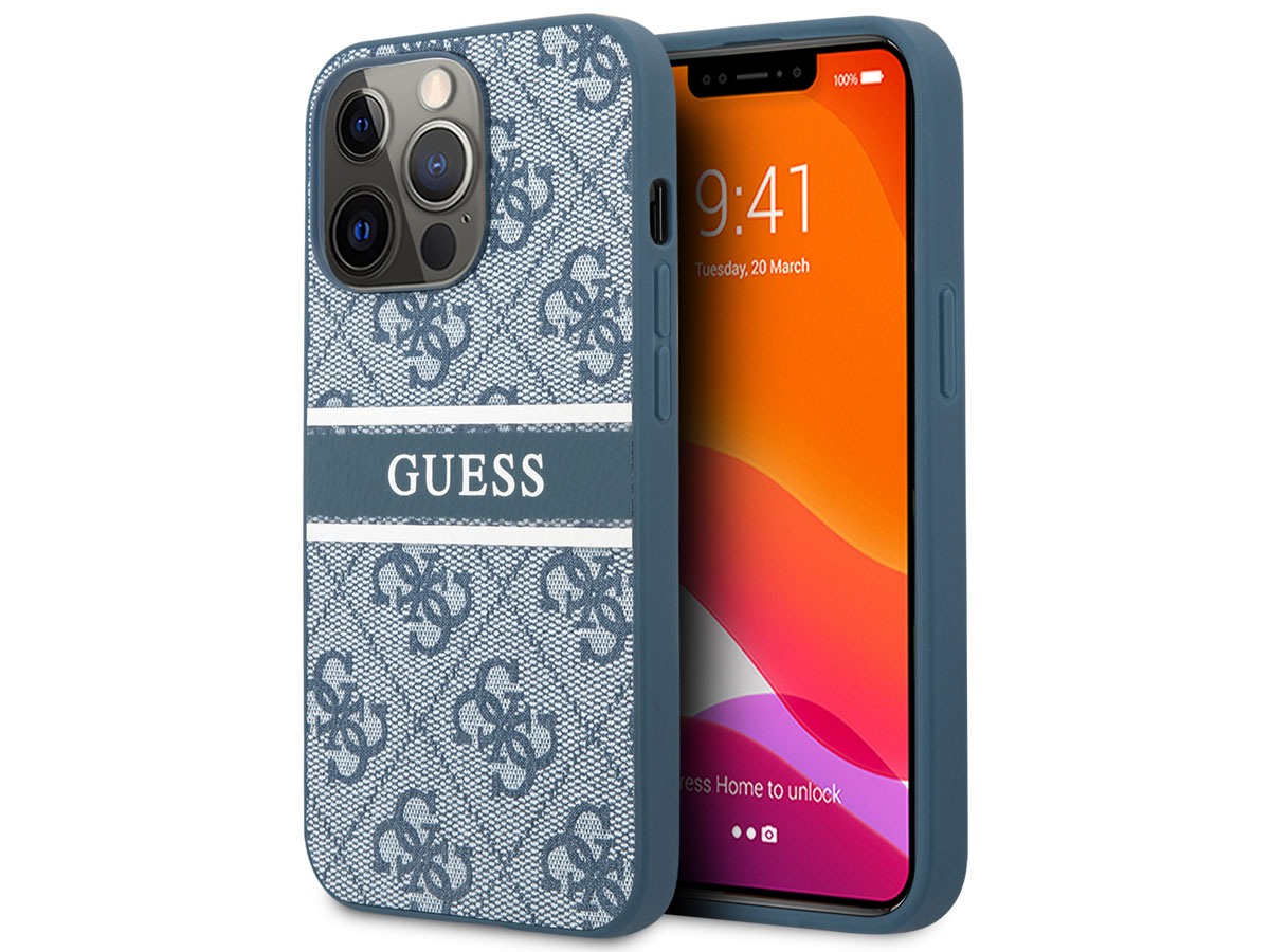 Verbieden Sneeuwwitje bijzonder Guess Stripe 4G Monogram iPhone 13 Pro Max Case | Blauw
