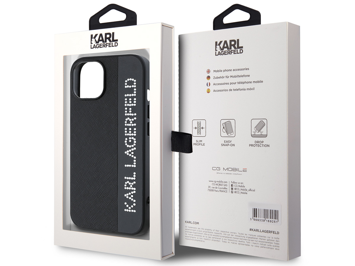 Karl Lagerfeld Saffiano Charm Case Zwart - iPhone 14/13 hoesje