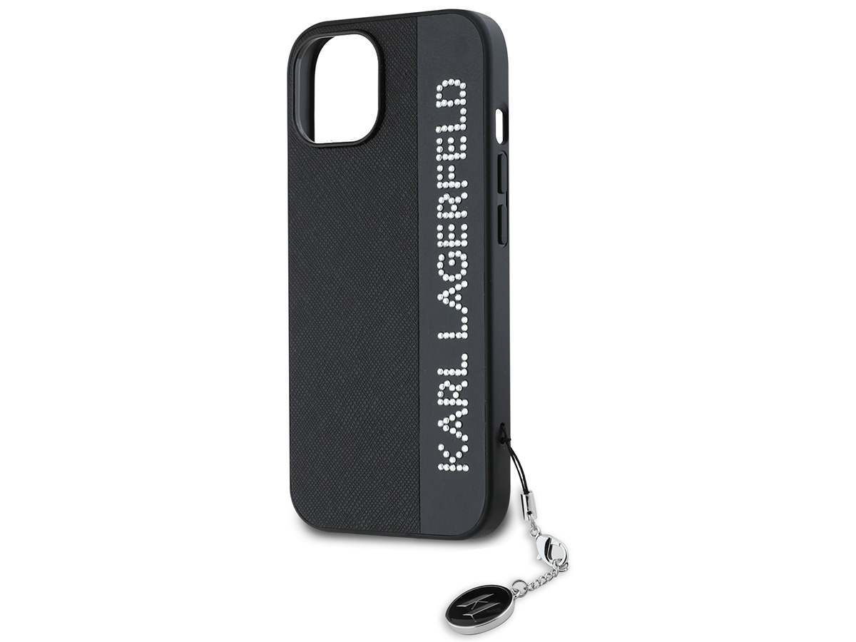 Karl Lagerfeld Saffiano Charm Case Zwart - iPhone 14/13 hoesje