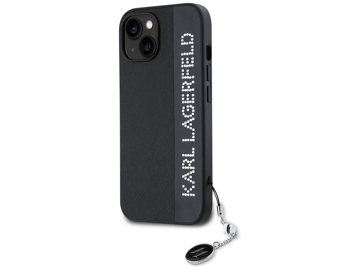 Karl Lagerfeld Saffiano Charm Case Zwart - iPhone 14/13 hoesje