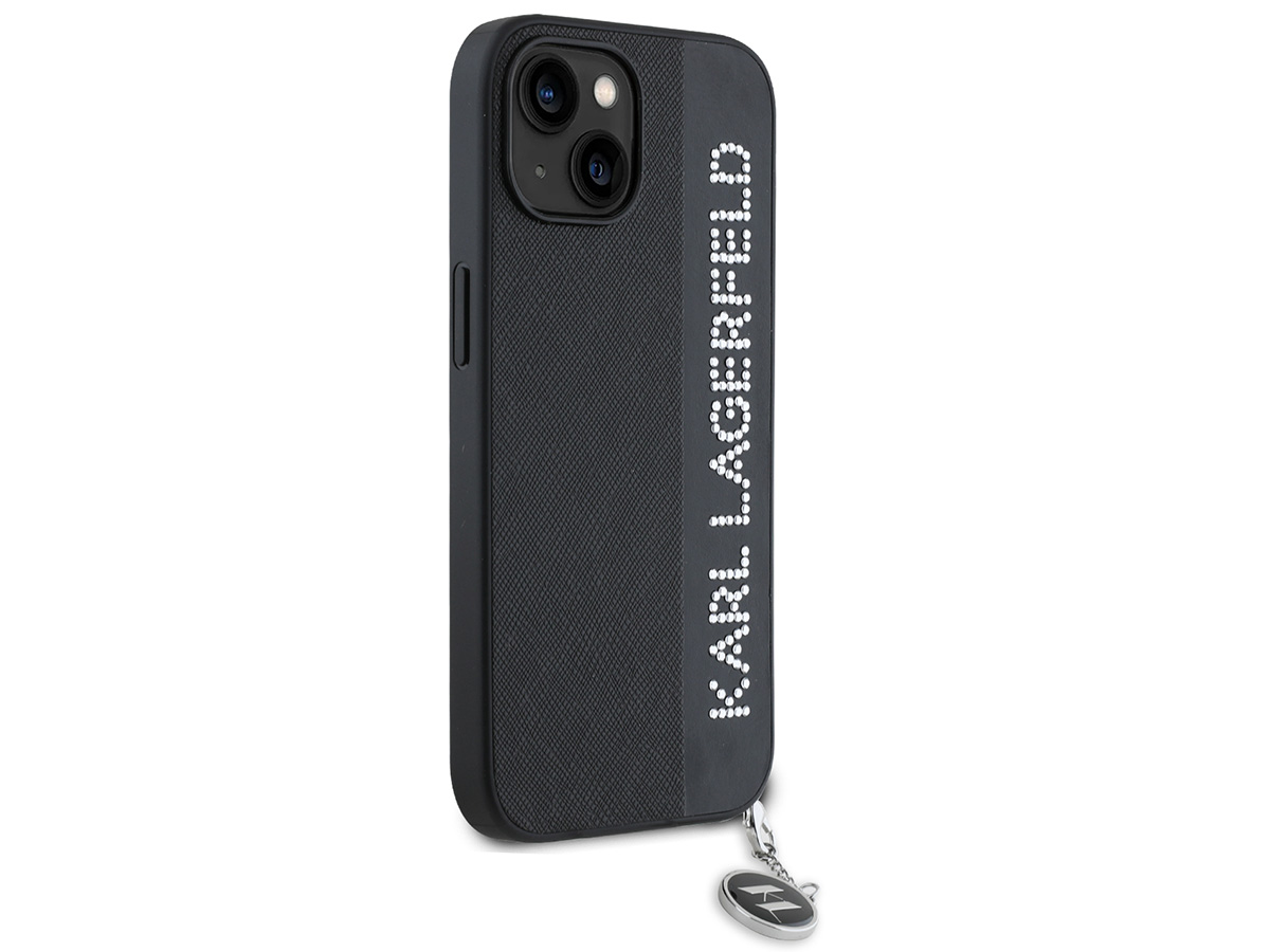 Karl Lagerfeld Saffiano Charm Case Zwart - iPhone 14/13 hoesje